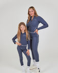 Young Rider Steel Blue Fleece Lined Leggings