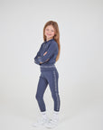 Young Rider Steel Blue Fleece Lined Leggings