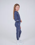 Young Rider Steel Blue Fleece Lined Leggings