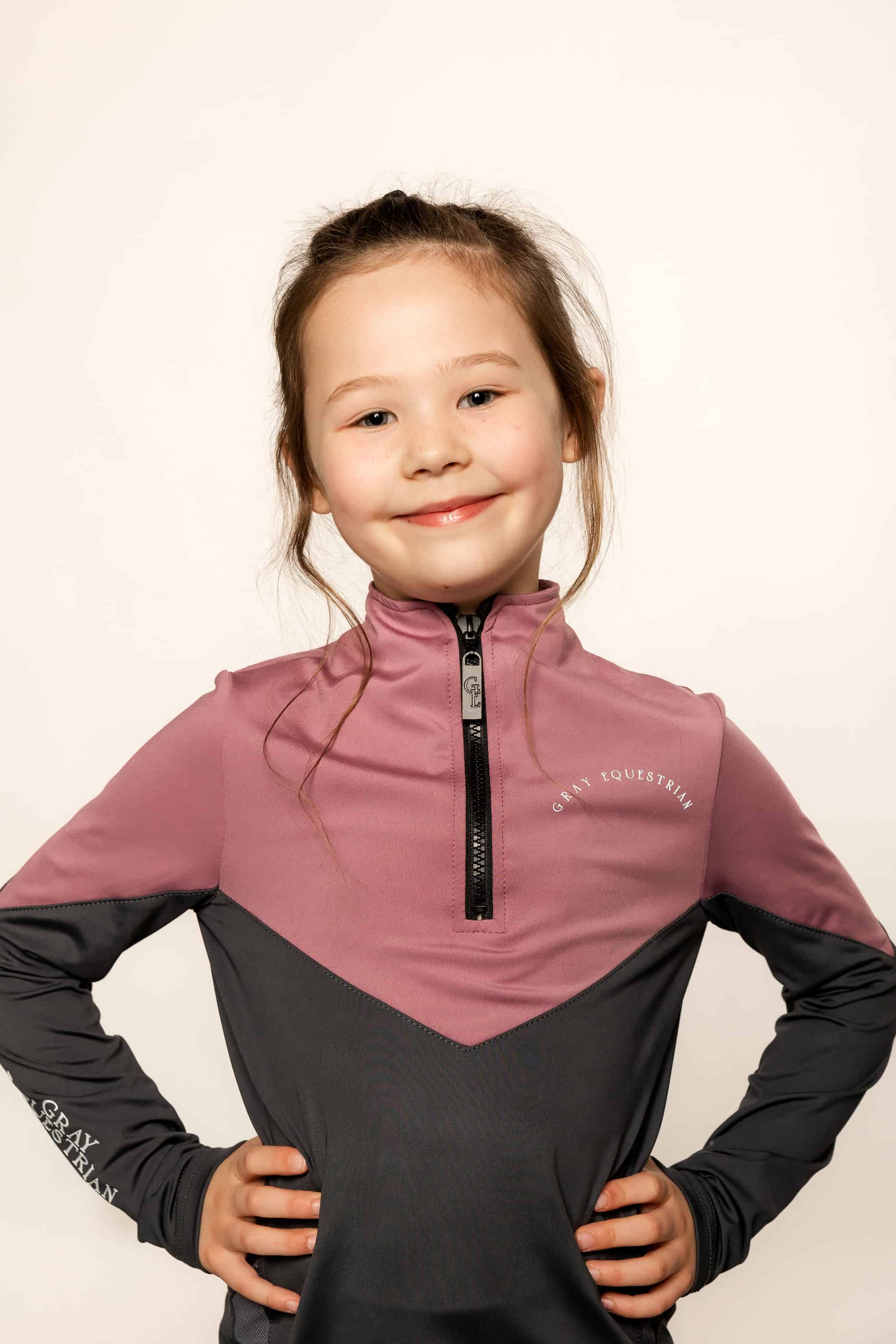 Pink and grey base layer with child model