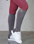 Our grey knee-high equestrian performance socks.