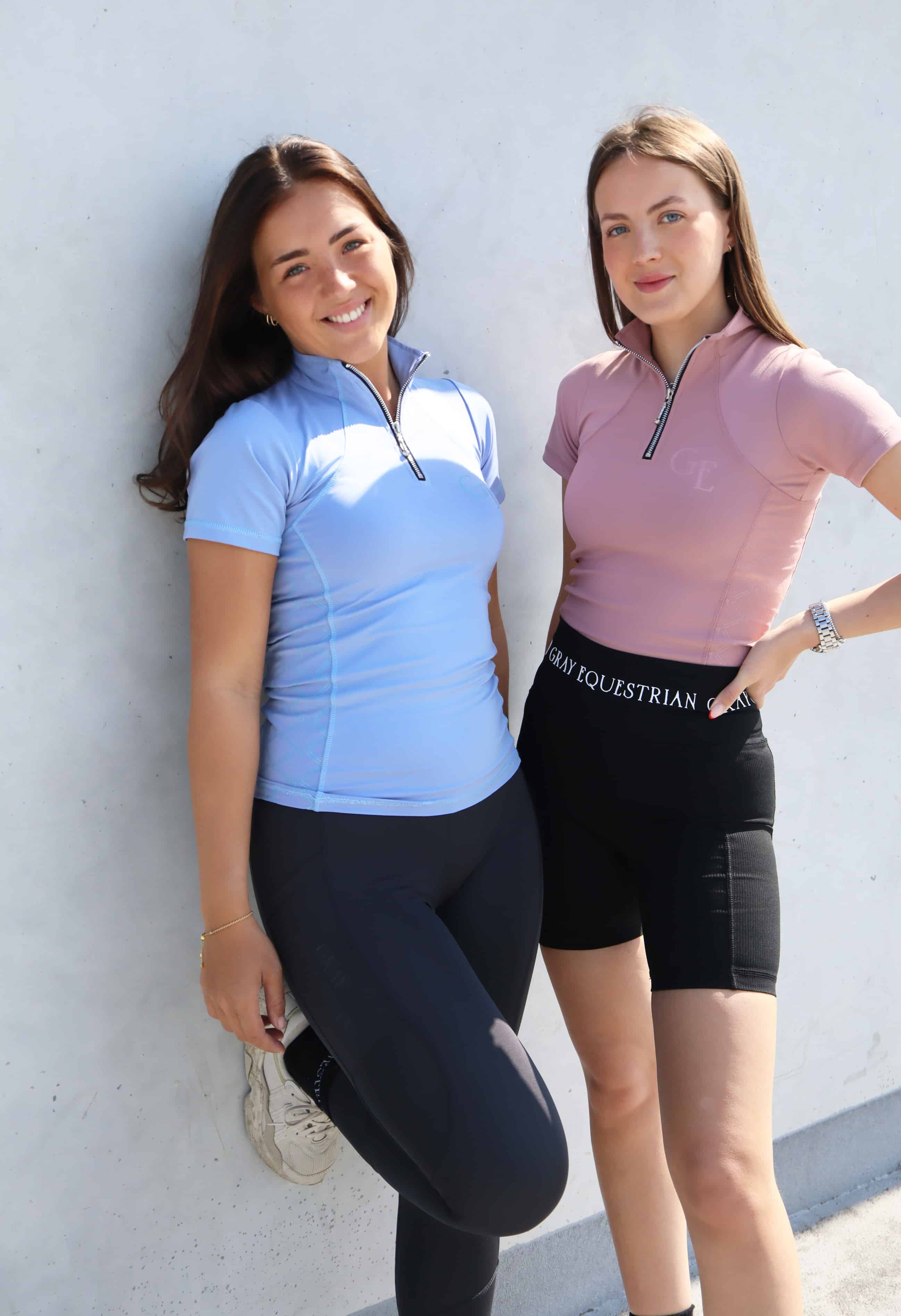 two models wearing short sleeved base layer