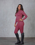 Model wearing berry pink base layer.