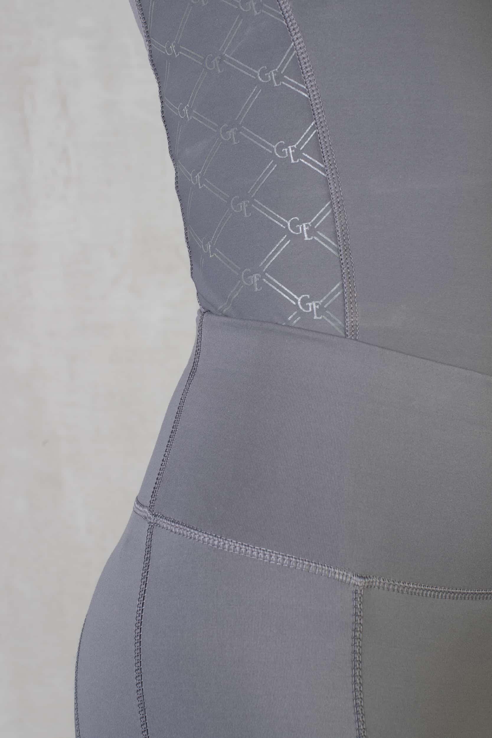 A close up of the side panel on our grey base layer.