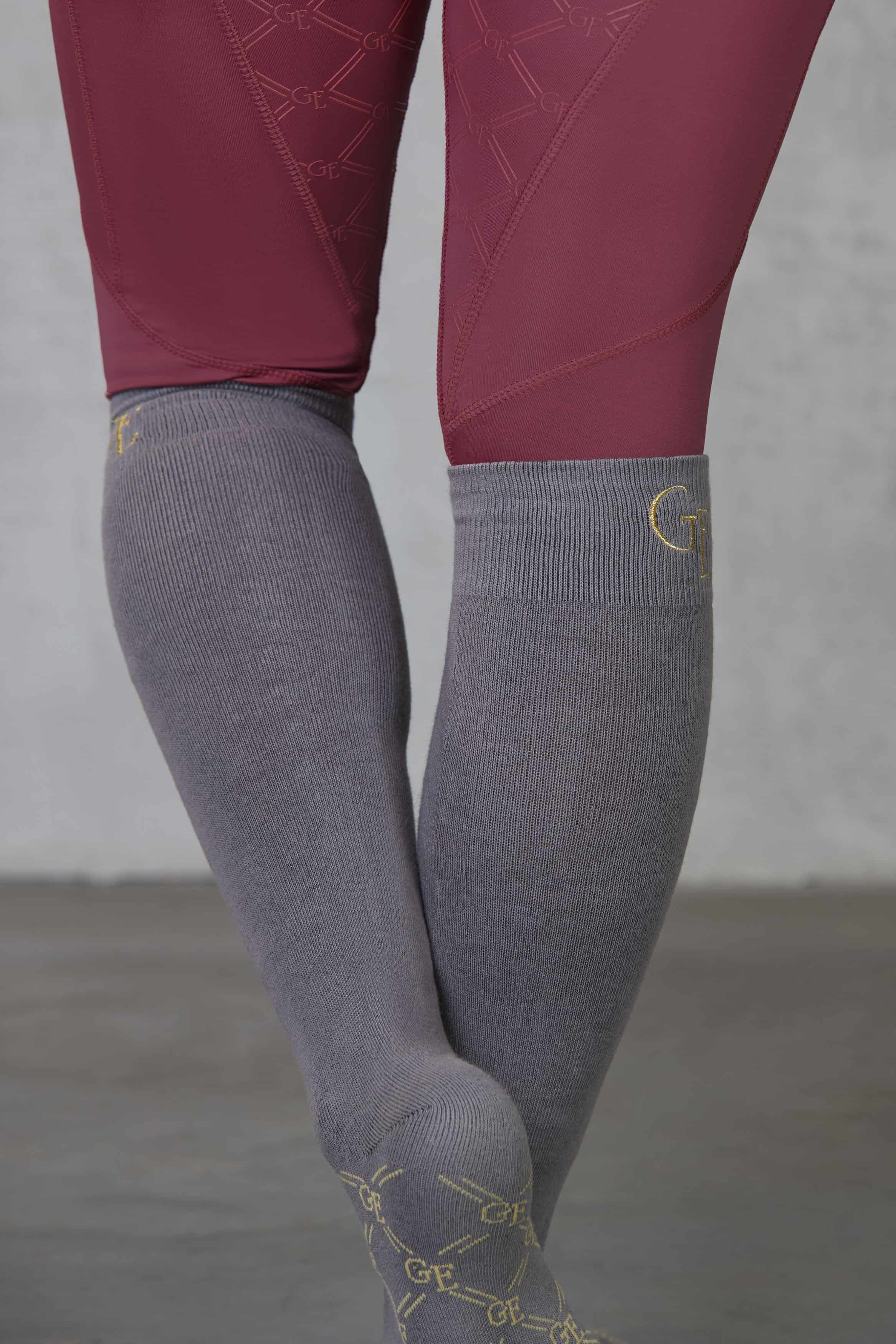 Our grey knee-high equestrian performance socks.