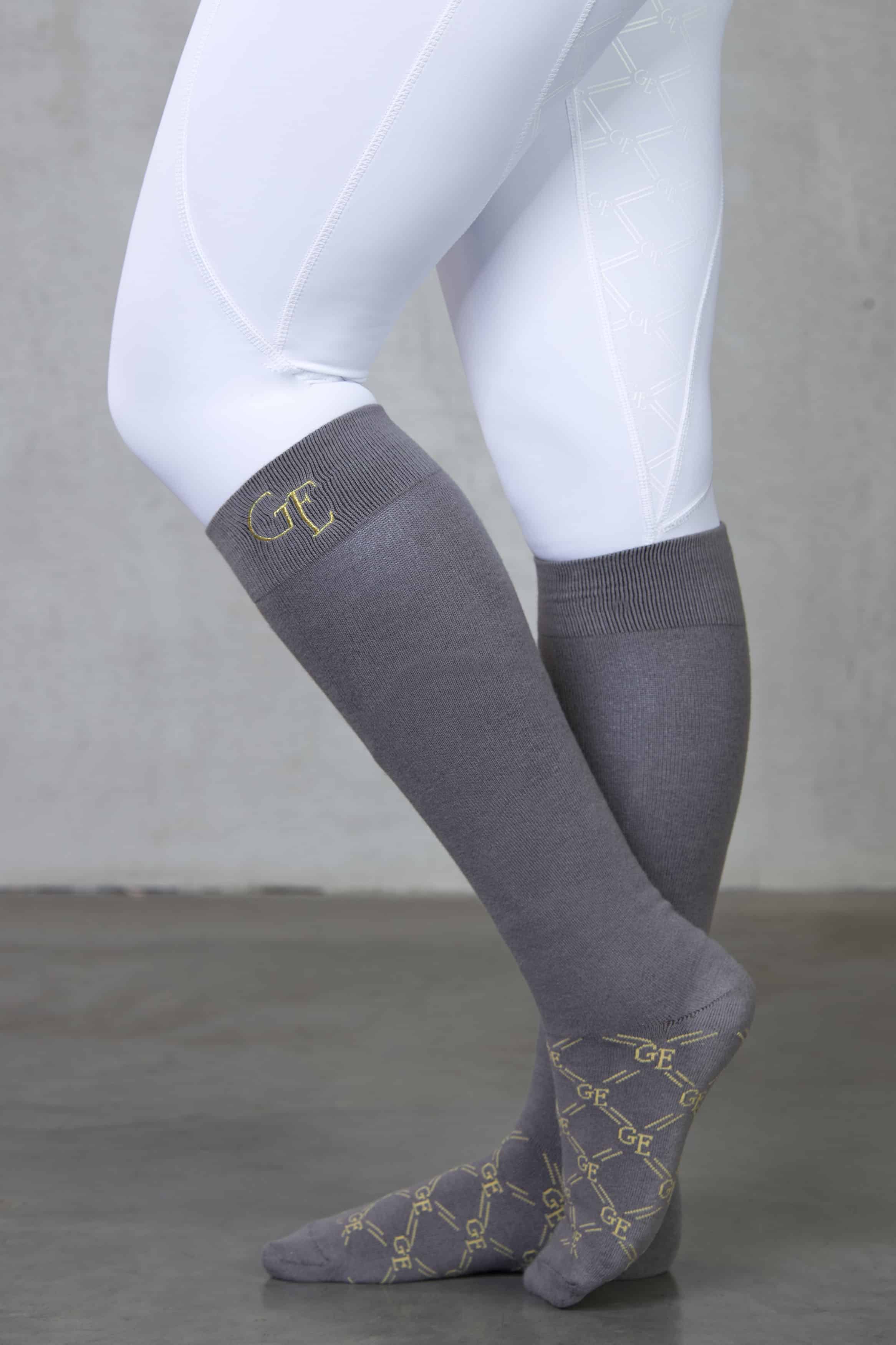 Our grey knee-high equestrian performance socks.