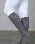 Our grey knee-high equestrian performance socks.