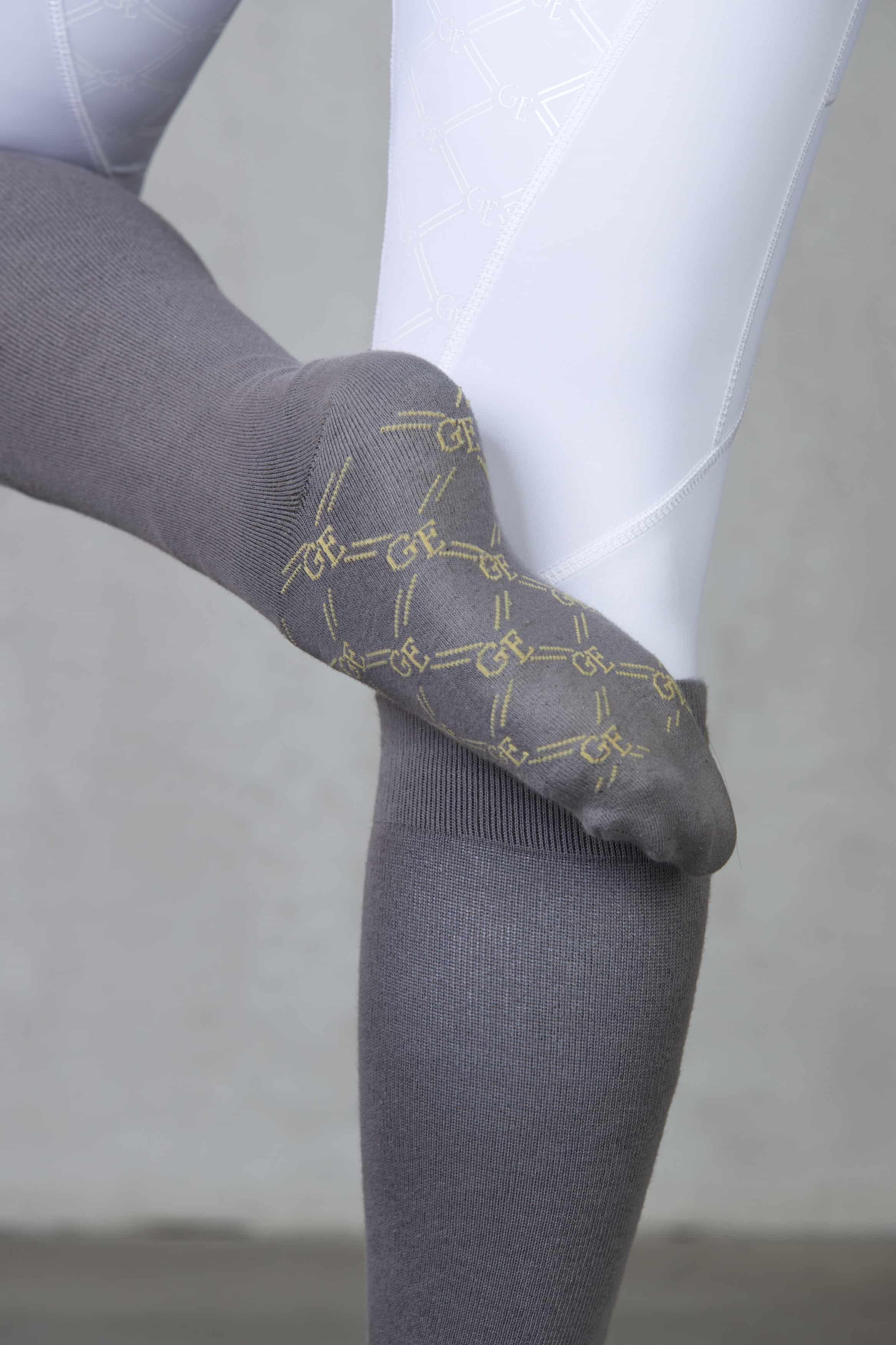 Our grey knee-high equestrian performance socks.